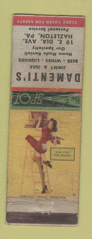 Matchbook Cover - Damenti's Restaurant Hazleton PA pinup WEAR