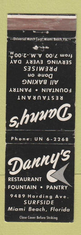 Matchbook Cover - Danny's Restaurant Miami Beach FL WEAR