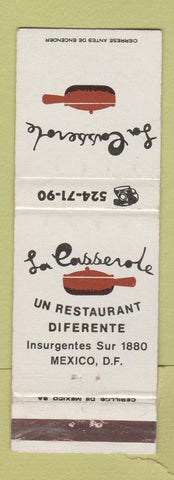 Matchbook Cover - La Casserole Mexico DF WEAR