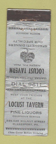 Matchbook Cover - Locust Tavern McKeesport PA WORN