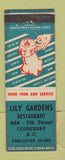 Matchbook Cover - Lily Gardens Restaurant Vancouver Island Courtenay BC