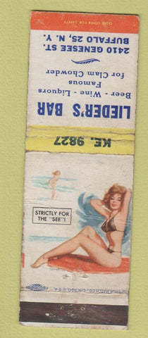 Matchbook Cover - Lieder's Bar Buffalo NY pinup WORN