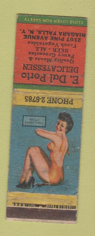 Matchbook Cover - E Dal Porto Deli Niagara Falls NY pinup WORN