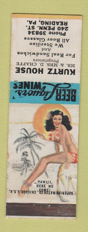 Matchbook Cover - Kurtz House Reading PA pinup
