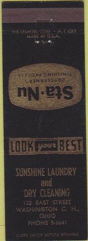 Matchbook Cover - Sunshine Laundry Dry Cleaning Washington OH