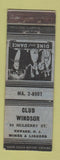 Matchbook Cover - Club Windsor Newark NJ