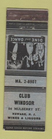 Matchbook Cover - Club Windsor Newark NJ