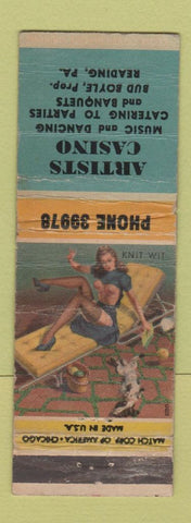 Matchbook Cover - Artists' Casino Reading PA pinup WORN