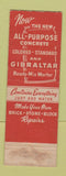 Matchbook Cover - Gibraltar Concrete Renier's Lincoln Park MI?
