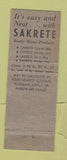 Matchbook Cover - Sakrete Concrete Towson MD