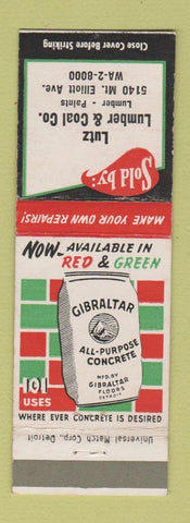 Matchbook Cover - Gibraltar Concrete Lutz Lumber Coal