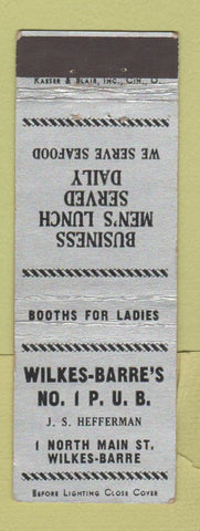 Matchbook Cover - Wilkes Barre PA Pub