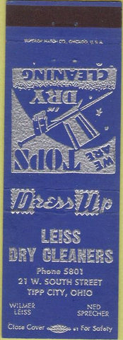 Matchbook Cover - Leiss Dry Cleaners Tipp City OH