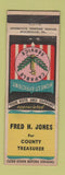 Matchbook Cover - Fred H Jones County Treasurer Election