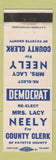 Matchbook Cover - Mrs. Lacy Neely County Clerk Fayette County Election WEAR