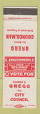 Matchbook Cover - George Gregg City Council Election