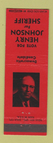 Matchbook Cover - Henry Johnson for Sheriff Election