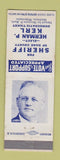 Matchbook Cover - Herman Kerl Sheriff Election Dane County Madison WI