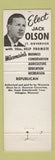 Matchbook Cover - Jack Olson Lieutenant Governor Election Arlington WI