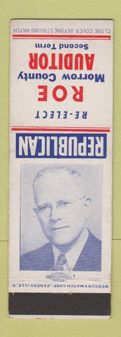 Matchbook Cover - Roe Morrow County Auditor Election