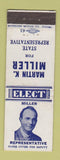 Matchbook Cover - Martin K Miller State Representative Election