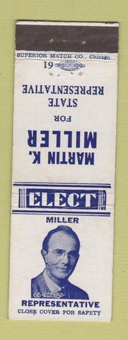 Matchbook Cover - Martin K Miller State Representative Election