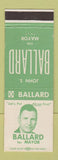 Matchbook Cover - John Ballard Mayor Election Akron OH