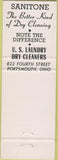Matchbook Cover - US Laundry Dry Cleaning Portsmouth OH
