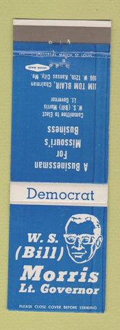 Matchbook Cover - WS Morris Lieutenant Governor Election Kansas City MO