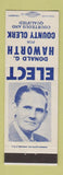 Matchbook Cover - Donald G Haworth County Clerk Election