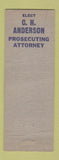 Matchbook Cover - CH Anderson Prosecuting Attorney Election Republican