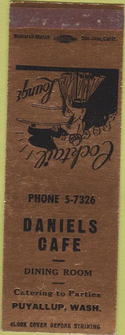 Matchbook Cover - Daniels Cafe Puyallup WA girlie