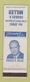 Matchbook Cover - Judge Charles R Miller Court of Appeals Election