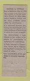 Matchbook Cover - Michael Vitello House of Delegates Election MD Maryland