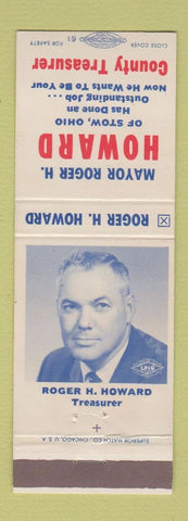 Matchbook Cover - Mayor Roger Howard Election Stow OH County Treasurer