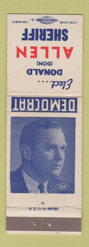 Matchbook Cover - Donald Don Allen Sheriff Election