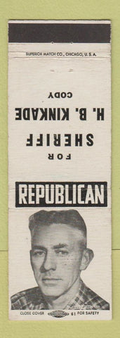 Matchbook Cover - HB Kinkade Sheriff Election Cody MI