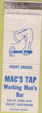 Matchbook Cover - Mac's Tap Belit WI bar WEAR