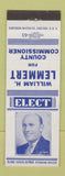 Matchbook Cover - William Lemmert County Commissioner Election