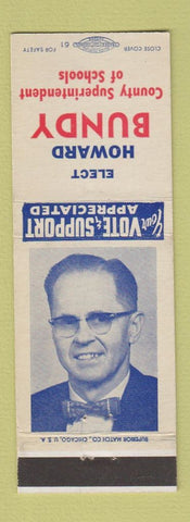 Matchbook Cover - Howard Bundy Superintendent of Schools Election
