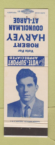 Matchbook Cover - Robert Harvey Councilman Election WEAR