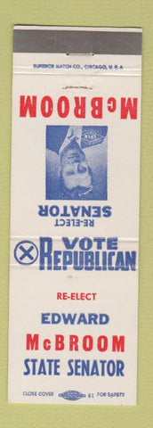 Matchbook Cover - Edward McBroom State Senator  Election 1972