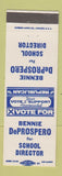 Matchbook Cover - Bennie DeProspero School Director Election