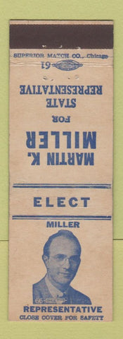Matchbook Cover - Martin Miller State Representative Election