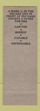 Matchbook Cover - Martin Miller State Representative Election