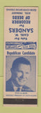 Matchbook Cover - Carl W Saners Recorder of Deeds Election