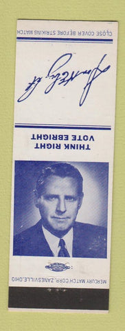 Matchbook Cover - Don H Ebright Governor Election Columbus OH