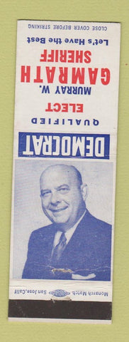 Matchbook Cover - Murray Gamrath Sheriff Election