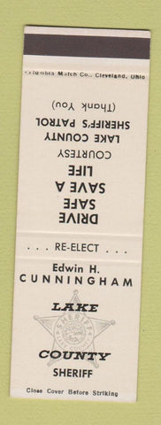 Matchbook Cover - Edwin Cunningham Lake County Sheriff SAMPLE