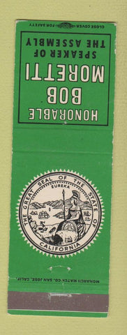 Matchbook Cover - Bob Moretti Speaker of Assembly CA California WEAR